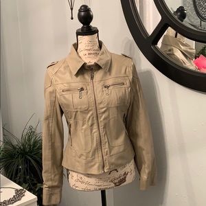 Pleather cream color moto jacket